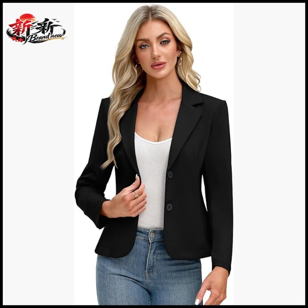 Stretch Knit Blazer Slim Fit Notched Lapel Lightweight Work Jacket